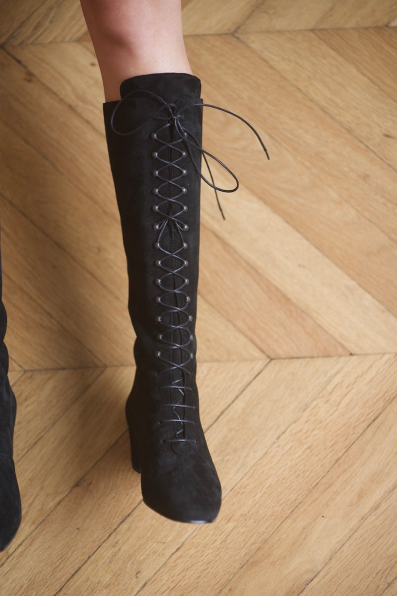 Pavlova Long Laces Boots Velours Black