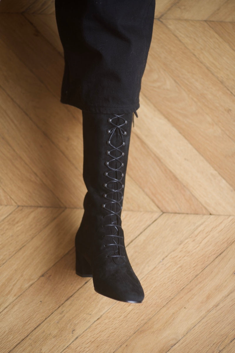 Pavlova Long Laces Boots Velours Black