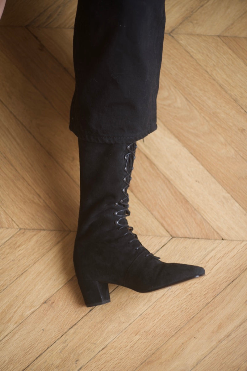 Pavlova Long Laces Boots Velours Black